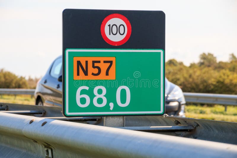 Kilometer marker in the Netherlands