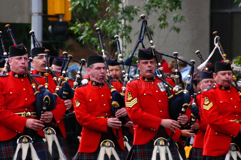 Kilted Bagpipe Players Marching Editorial Photography Image of band