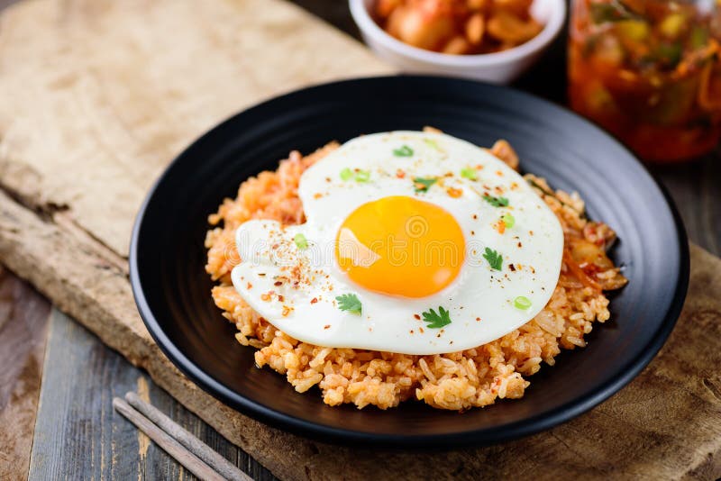 Kimchi Fried Rice with Fried Egg Stock Image - Image of diet, kimchee