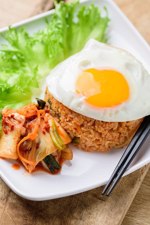 Kimchi Fried Rice with Fried Egg, Korean Food Stock Image Image of
