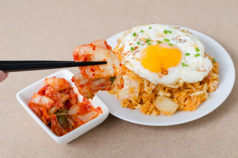 Kimchi Fried Rice with Fried Egg on Top Stock Image Image of pickle