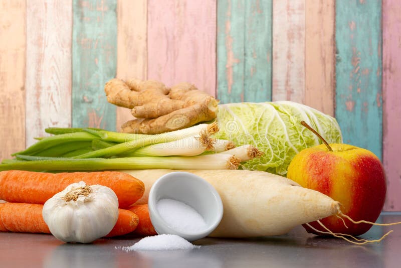 Kimchi, a Korean Specialty. All Ingredients. Stock Photo Image of