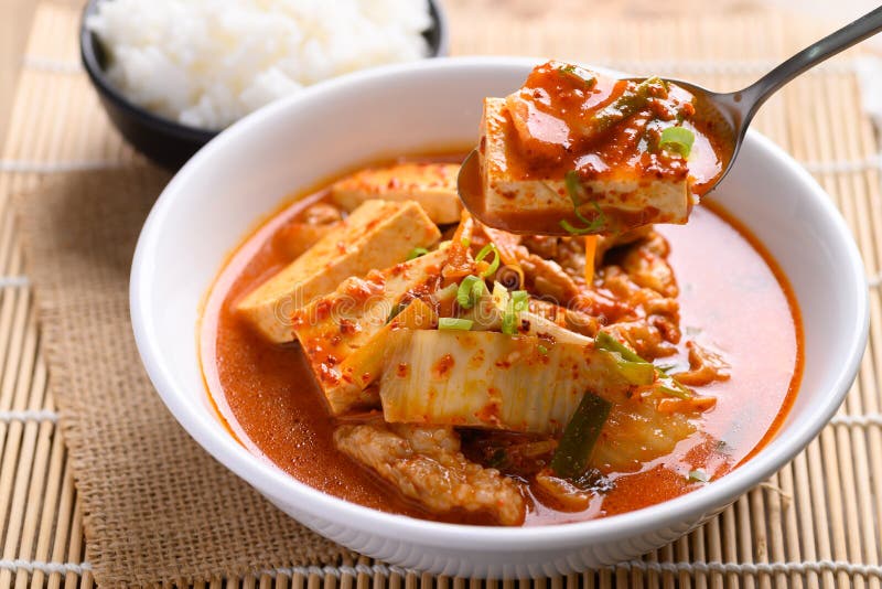 Kimchi Soup with Tofu and Pork, Korean Food Stock Image - Image of