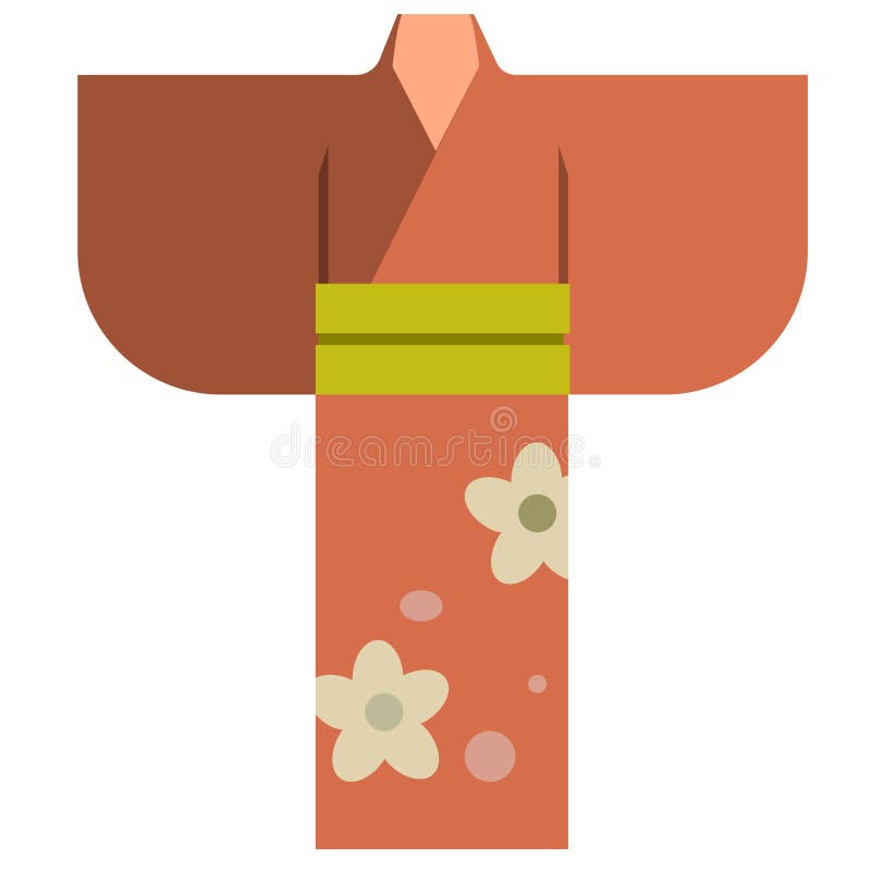 Kimono Flat Illustration On White Stock Vector - Illustration of ...