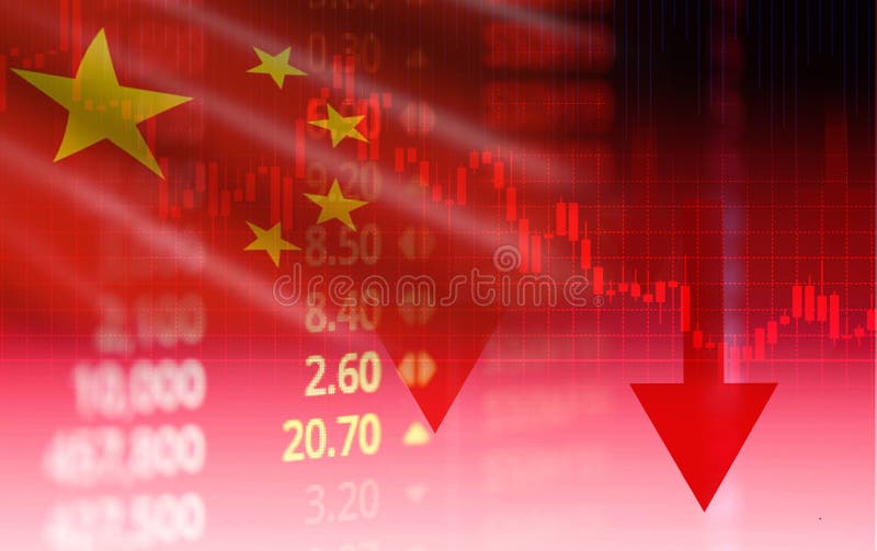 Kina aktiemarknad/pil för pris för kris för affär för diagram för graf för handel för indikator för Shanghai börsanalys röd ner d royaltyfri illustrationer Kina aktiemarknad/pil för pris för kris för affär för diagram för graf för handel för indikator för Shanghai börsanalys röd ner d royaltyfri illustrationer