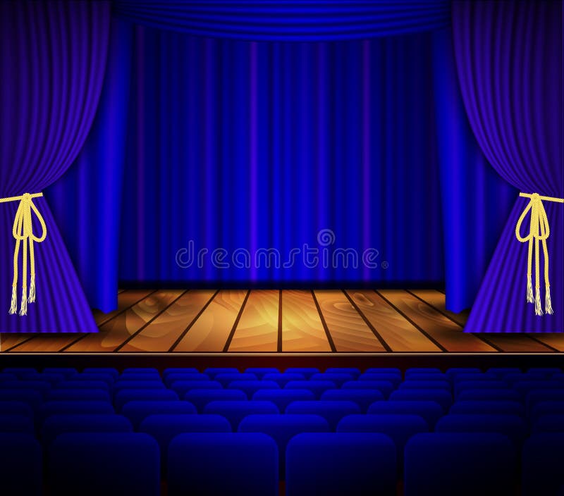 Kina lub teatru scena z zasłoną royalty ilustracja Kina lub teatru scena z zasłoną royalty ilustracja