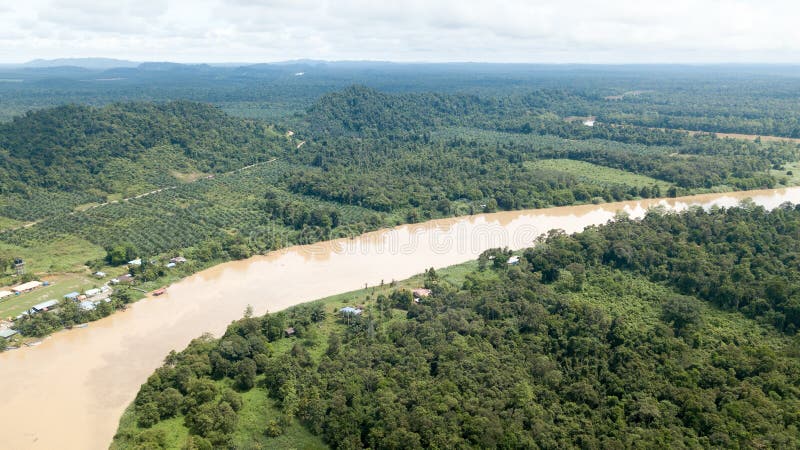 Kinabatangan-Fluss von oben genanntem gelegen in Borneo stockfotos Kinabatangan-Fluss von oben genanntem gelegen in Borneo stockfotos