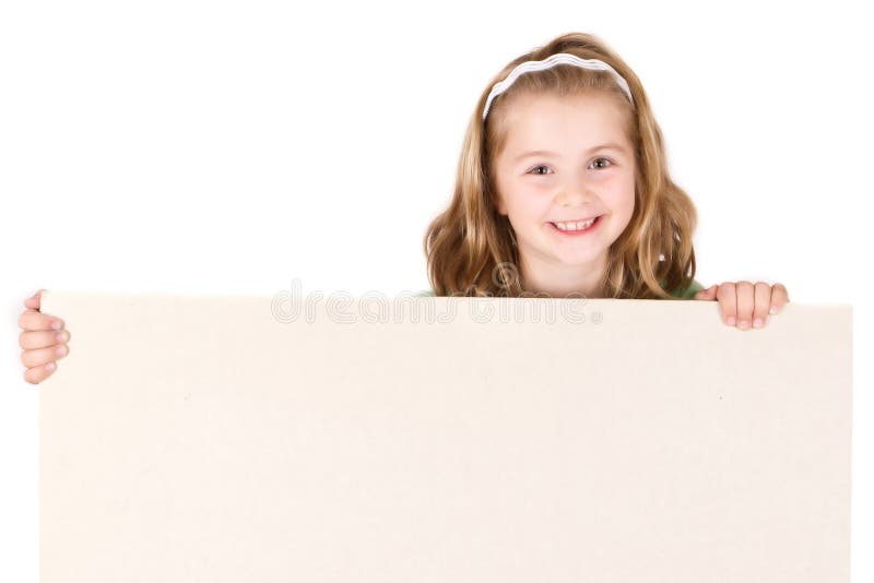 Kind, das leeren Vorstand hilding ist lizenzfreies stockbild