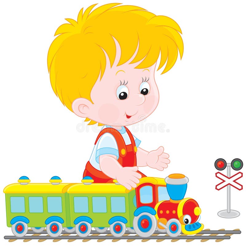 Kind, das mit einem Zug spielt