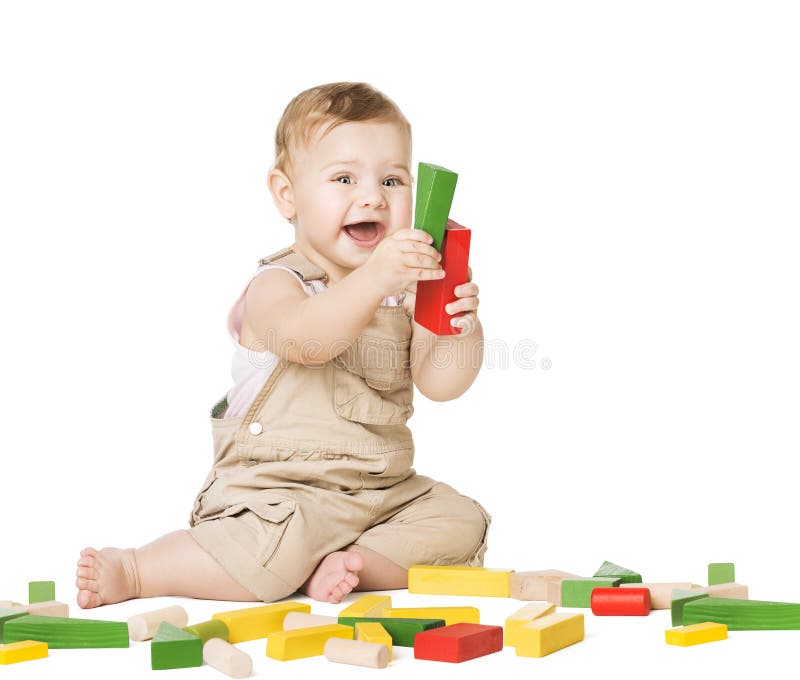 Kind, das Spielwarenblöcke spielt Kinderentwicklungs-Konzept Baby-Kind
