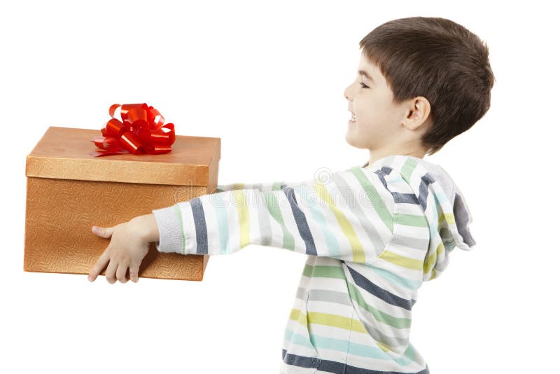 Kind met een gift stock afbeeldingen Kind met een gift stock afbeeldingen
