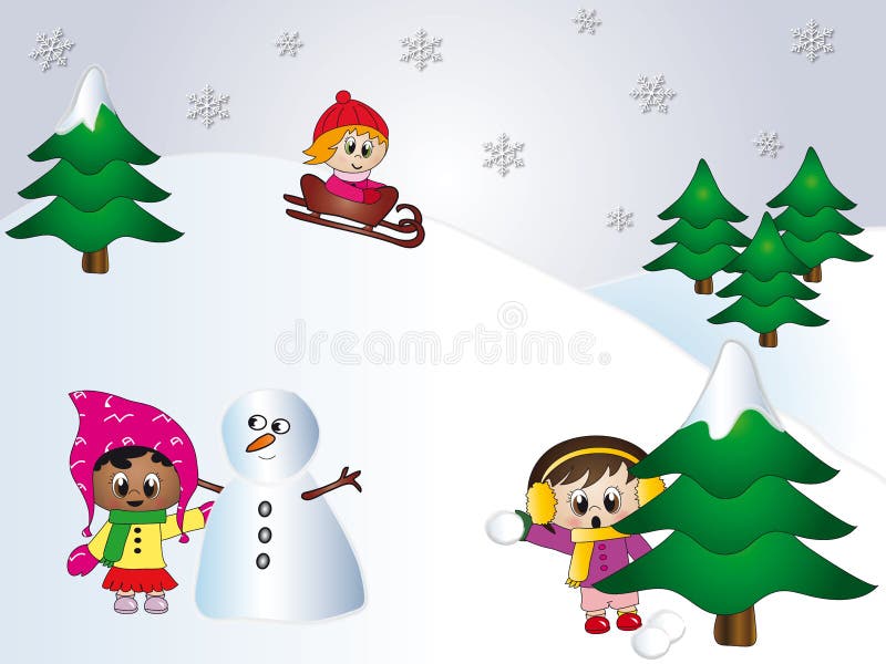 Illustration of Children play in the snow. Illustration of Children play in the snow