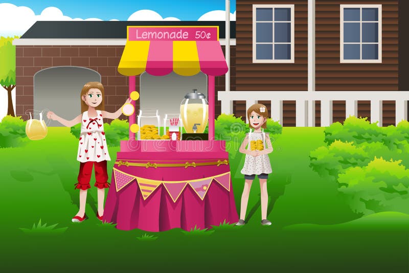 Kinder, die Limonade verkaufen lizenzfreie abbildung Kinder, die Limonade verkaufen lizenzfreie abbildung