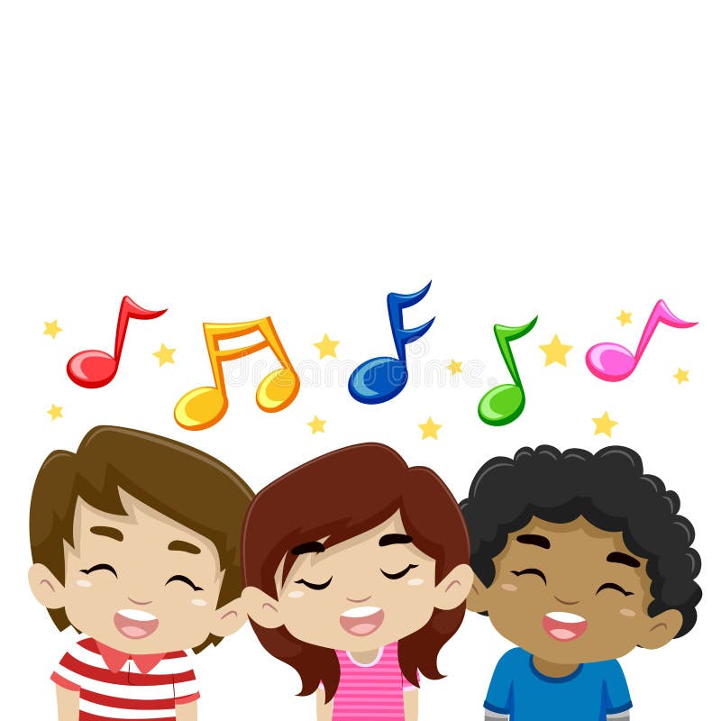 Kinder, die mit Musik-Anmerkungen singen