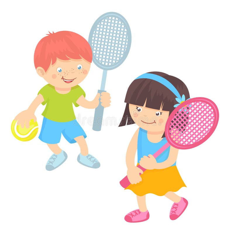 Kinder, die Tennis spielen stock abbildung Kinder, die Tennis spielen stock abbildung