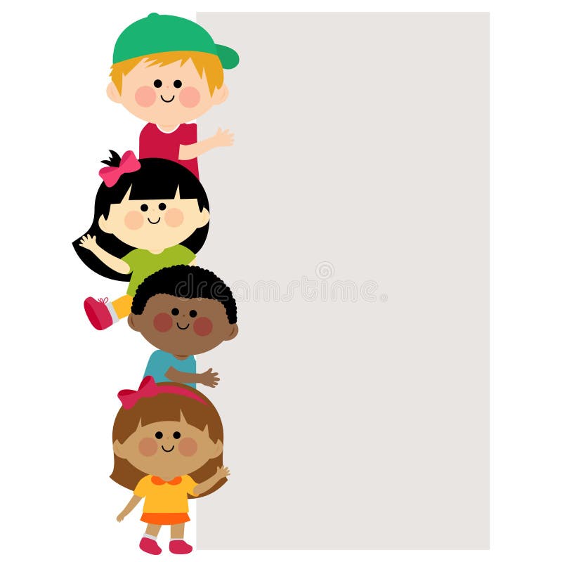 Kinder, die vertikale leere Fahne halten stock abbildung Kinder, die vertikale leere Fahne halten stock abbildung