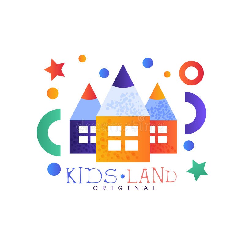 Kinder landen Logovorlage, bunte kreative Aufkleberschablone, Spielplatz oder Unterhaltungsklubabzeichenvektor Illustration an vektor abbildung Kinder landen Logovorlage, bunte kreative Aufkleberschablone, Spielplatz oder Unterhaltungsklubabzeichenvektor Illustration an vektor abbildung
