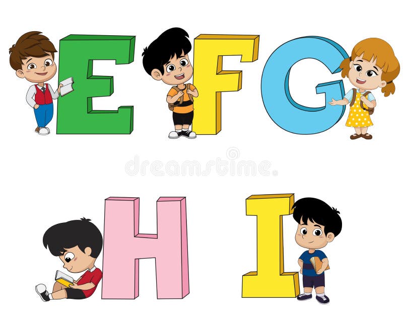 Kinder lernen das englische Alphabet Vektor und Illustration stock abbildung Kinder lernen das englische Alphabet Vektor und Illustration stock abbildung