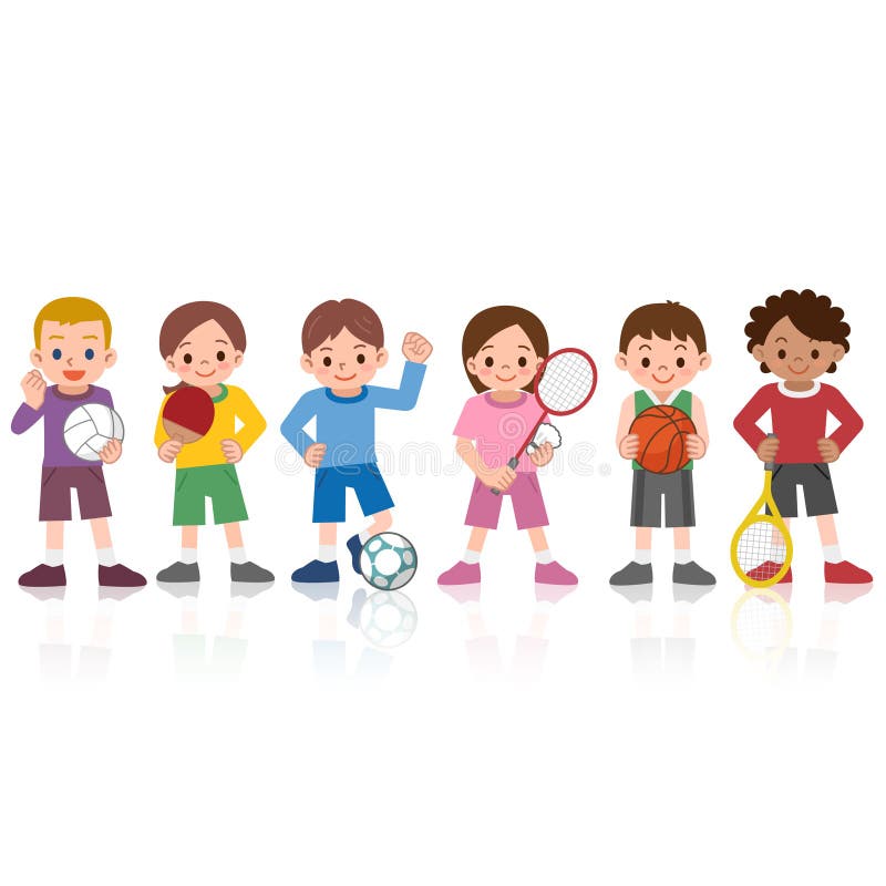 banjo Outlook Magistraat Kinderen Aan Een Verscheidenheid Van Sporten Vector Illustratie -  Illustration of meisje, lijst: 65033948