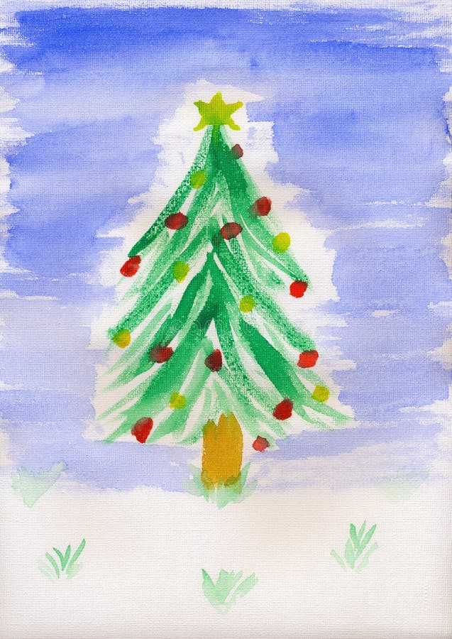 Regelmatig Afscheid Cornwall Kinderen Die - Kerstboom Schilderen Stock Afbeelding - Image of schilderij,  tekening: 35409649