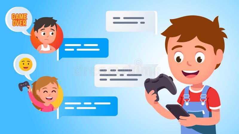 Tieners Chatten Met Chat App Vector - Illustration of kind: 192398383