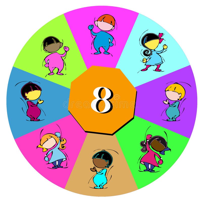 Kinderen met nummer acht royalty-vrije illustratie Kinderen met nummer acht royalty-vrije illustratie
