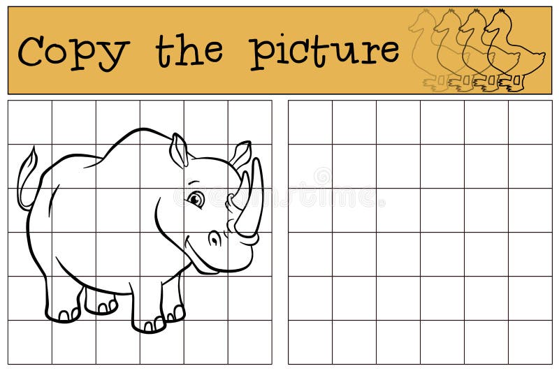 Kinderenspelen: Kopieer het beeld Leuke rinoceros