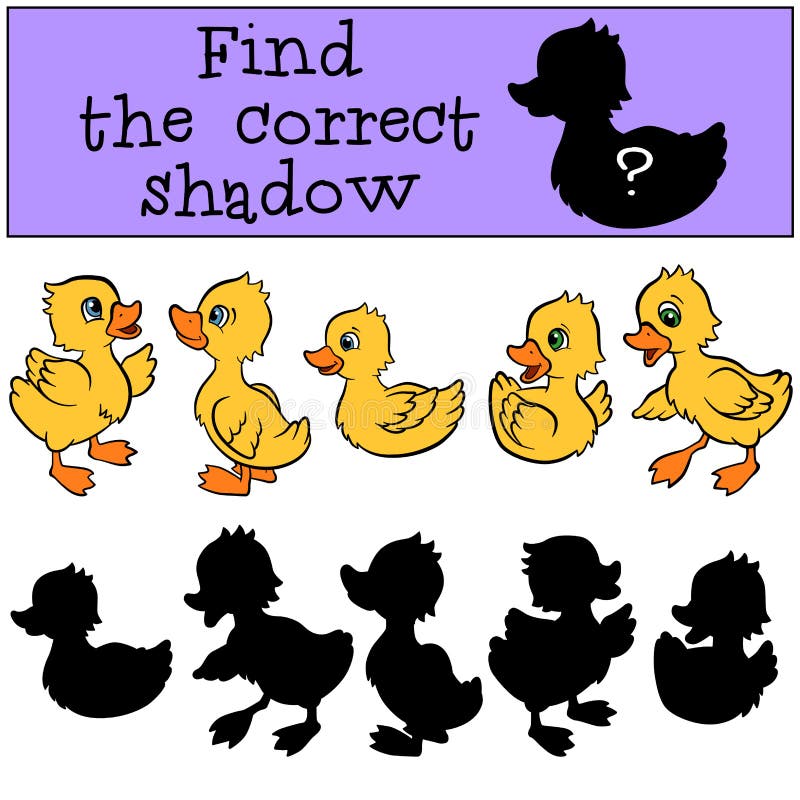 Kinderenspelen: Vind de correcte schaduw Kleine leuke eendjes stock illustratie Kinderenspelen: Vind de correcte schaduw Kleine leuke eendjes stock illustratie