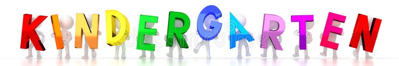 Kindergarten Colorful Word. 3D Rendering Illustration Stock