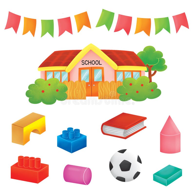 Kindergarten en Kinderen spelen een groentetak en kleuterkunst stock illustratie Kindergarten en Kinderen spelen een groentetak en kleuterkunst stock illustratie