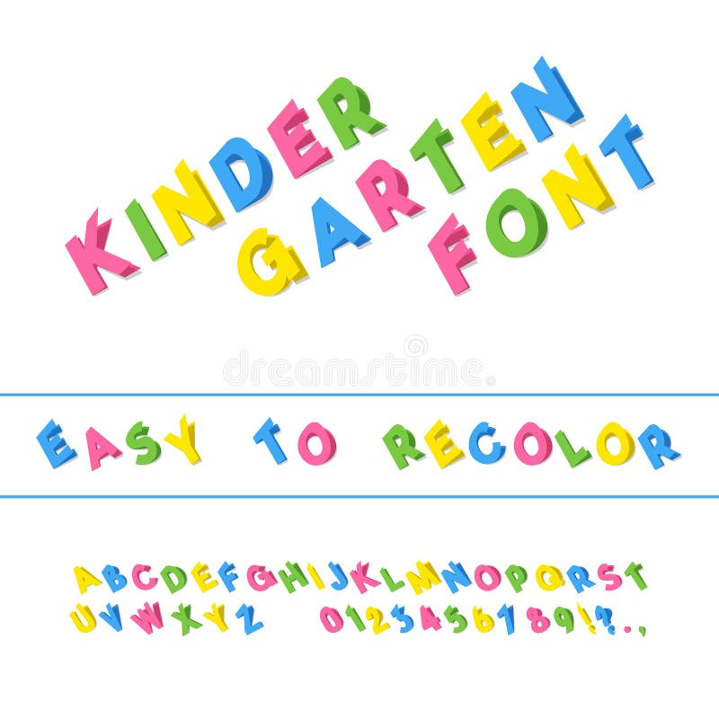 Kindergarten Font. Folded Paper Cut Sans Serif Typeface. Letters