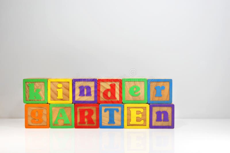 Kindergarten spelled out with ABC blocks royalty free stock images Kindergarten spelled out with ABC blocks royalty free stock images