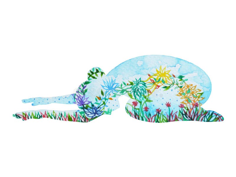 Kinderhaltungsyoga, 7 färbt chakra Aquarellblumenblumenmusterhand gezeichnet