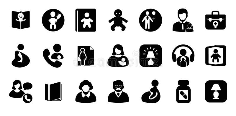 Kindermädchensymbol legt Aspekte der Frühgeburt von Schwangeren fest lizenzfreie abbildung