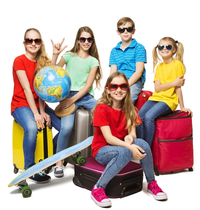 Kindersommer-Weltreise, junge Schüler-Lager-Reise stockbilder Kindersommer-Weltreise, junge Schüler-Lager-Reise stockbilder