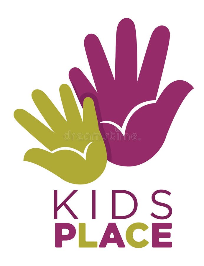 Kinderzonen-Logoschablone Kinderpalmenhanddes lächelnden Gesichtslächelns und -buchstaben vektor abbildung Kinderzonen-Logoschablone Kinderpalmenhanddes lächelnden Gesichtslächelns und -buchstaben vektor abbildung