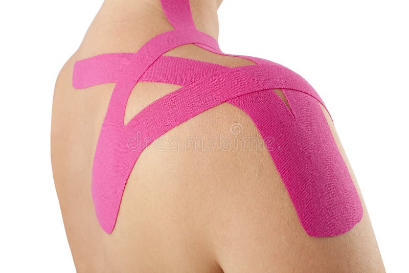 Kinesio tape on shoulder. royalty free stock image