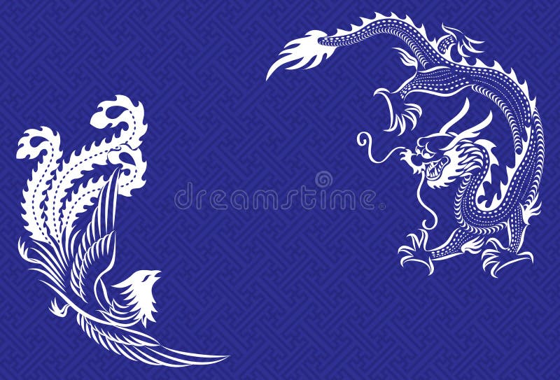 kinesisk drake phoenix vektor illustrationer kinesisk drake phoenix vektor illustrationer