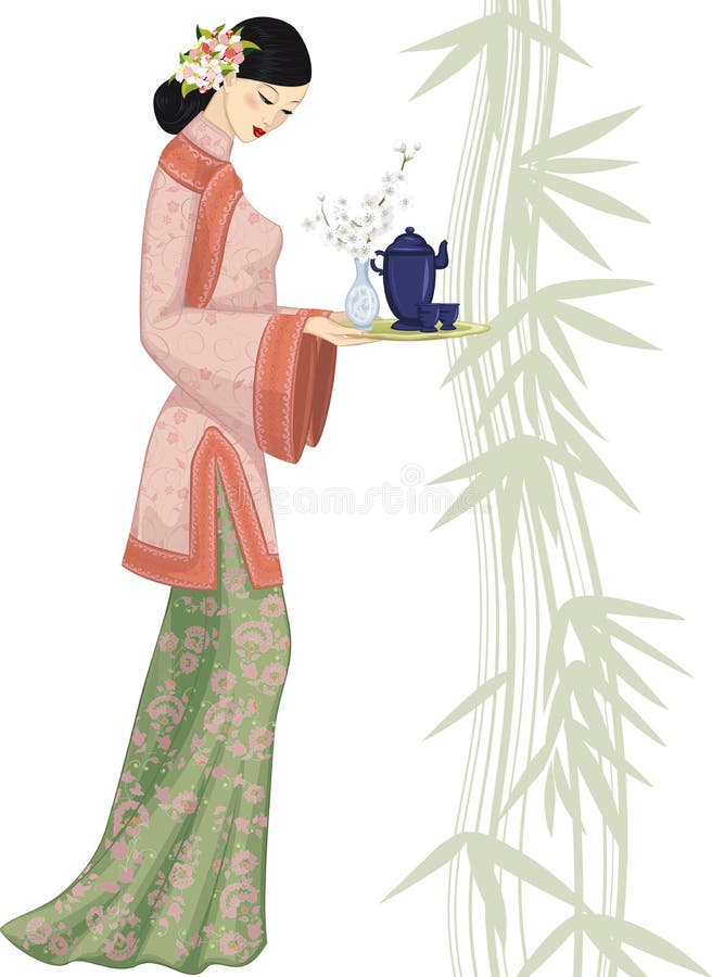 Kinesisk magasinkvinna stock illustrationer