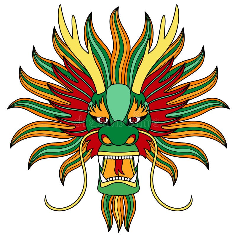 Kinesiskt drakehuvud stock illustrationer