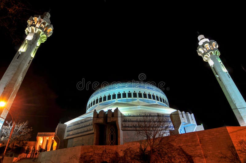 King Abdullah Mosque in Amman, Jordan at night. King Abdullah Mosque in Amman, Jordan at night.