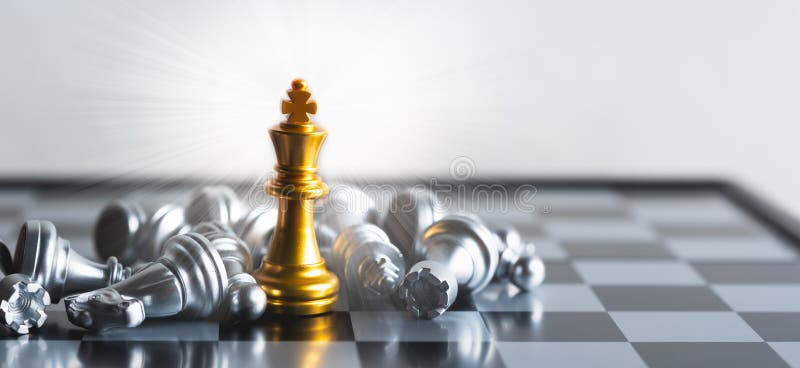 Golden King And Queen Chess Piece Concept For Business Competition