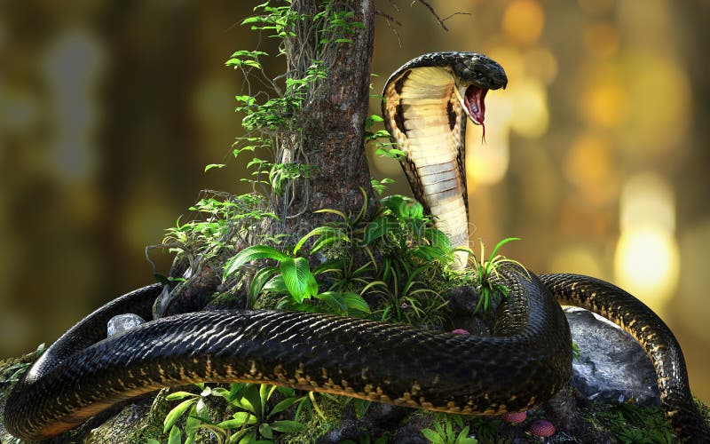 King Cobra the World`s Longest Venomous Snake on Jungle Stock Illustration  - Illustration of hood, devil: 206674950