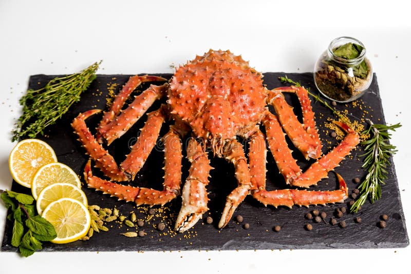 Kamchatka Crab Lies on a Dish with Spices Stock Photo Image of crab