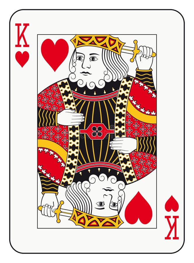 King of hearts playing card. Poker black white vectors