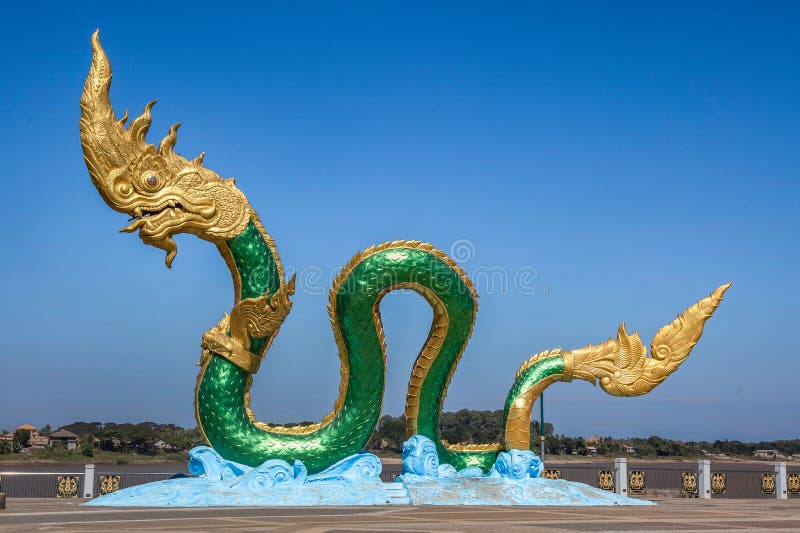 King of Naga statue in Nong Khai, Thailand, Thai dragon.