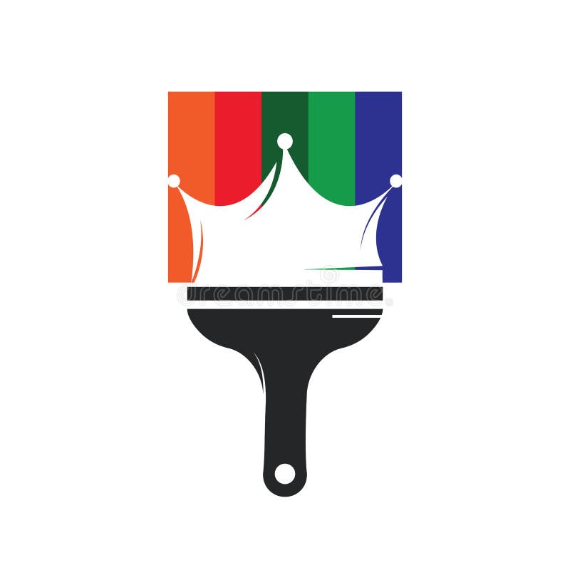 King Paint Vector Logo Design. Crown and Paint Brush Icon. Stock Vector