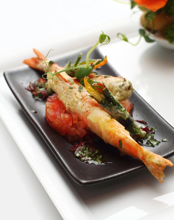 King prawn with vegetable tempura