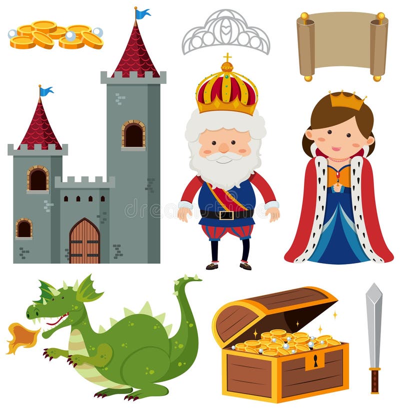 King and queen at the castle stock illustration