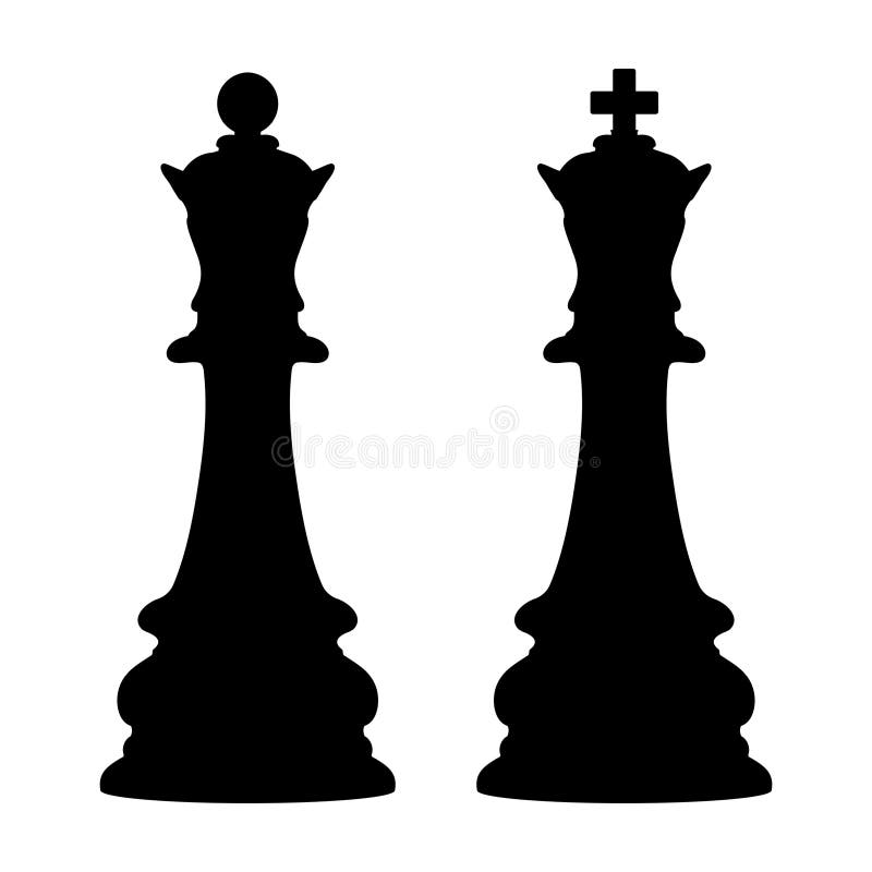 King and Queen Chess Piece Silhouette Stock Vector Illustration of